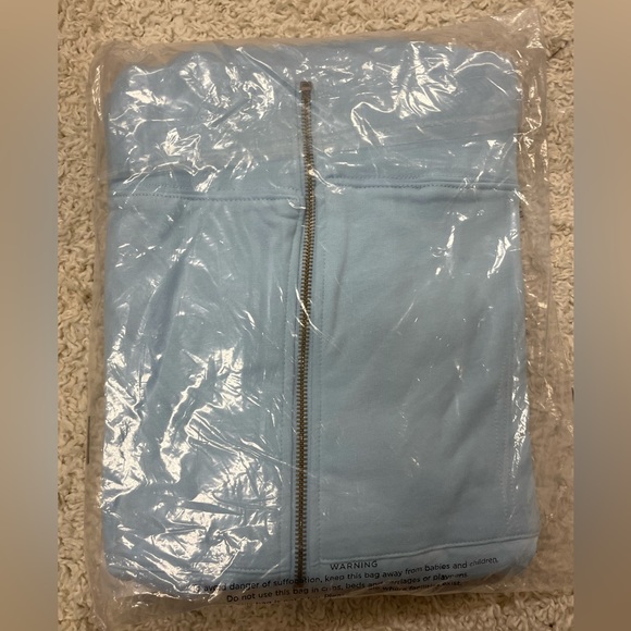 Seed to Style Organic Cotton Print or Solid French Terry Zip-Up Hoodie Aqua 1X - Picture 11 of 12